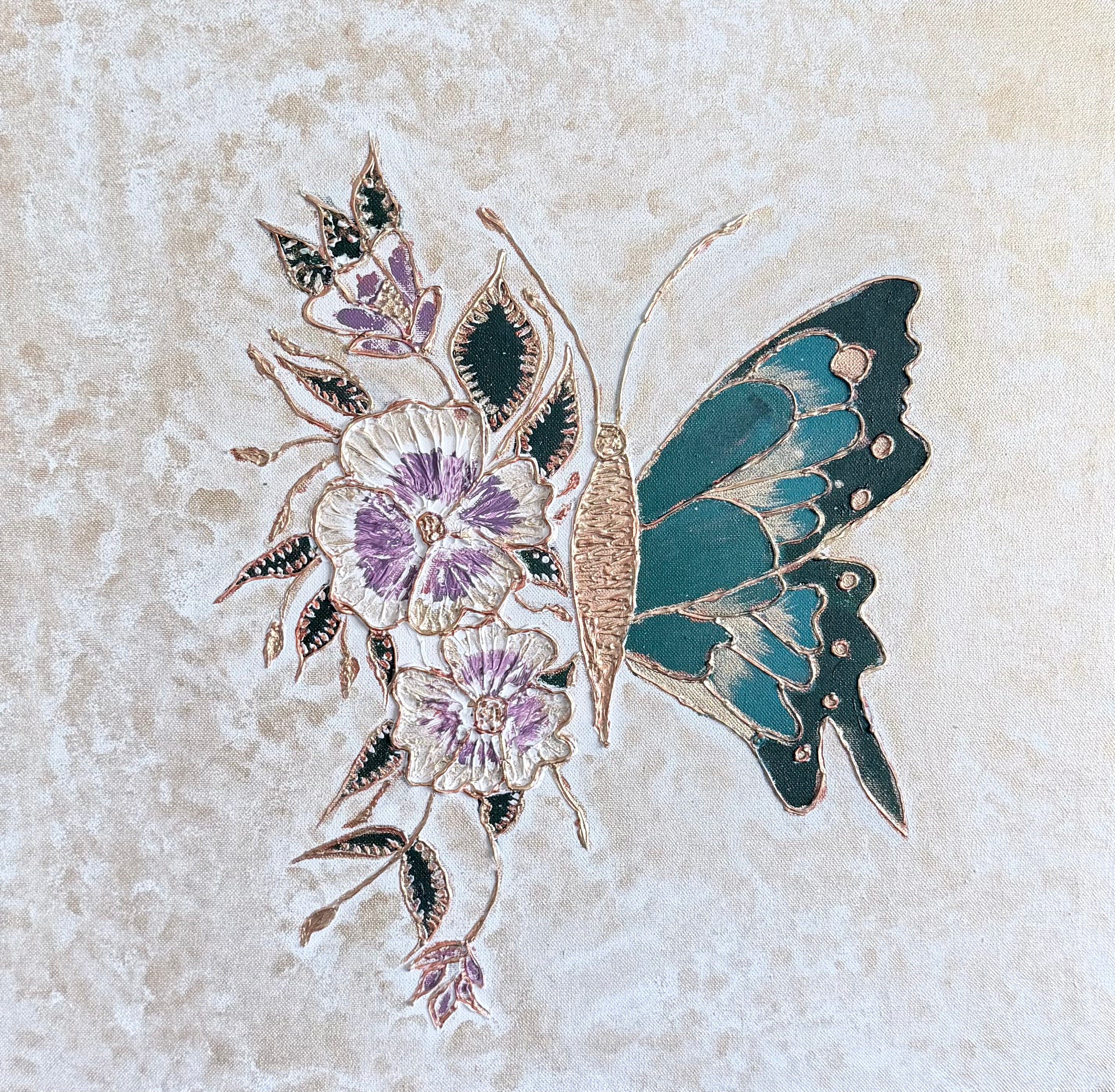 The Gilded Monarch – Hand-Textured Mixed Media Canvas